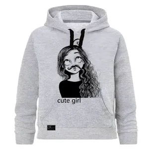 هودی دخترانه مدل CUTE کد J59 رنگ طوسی