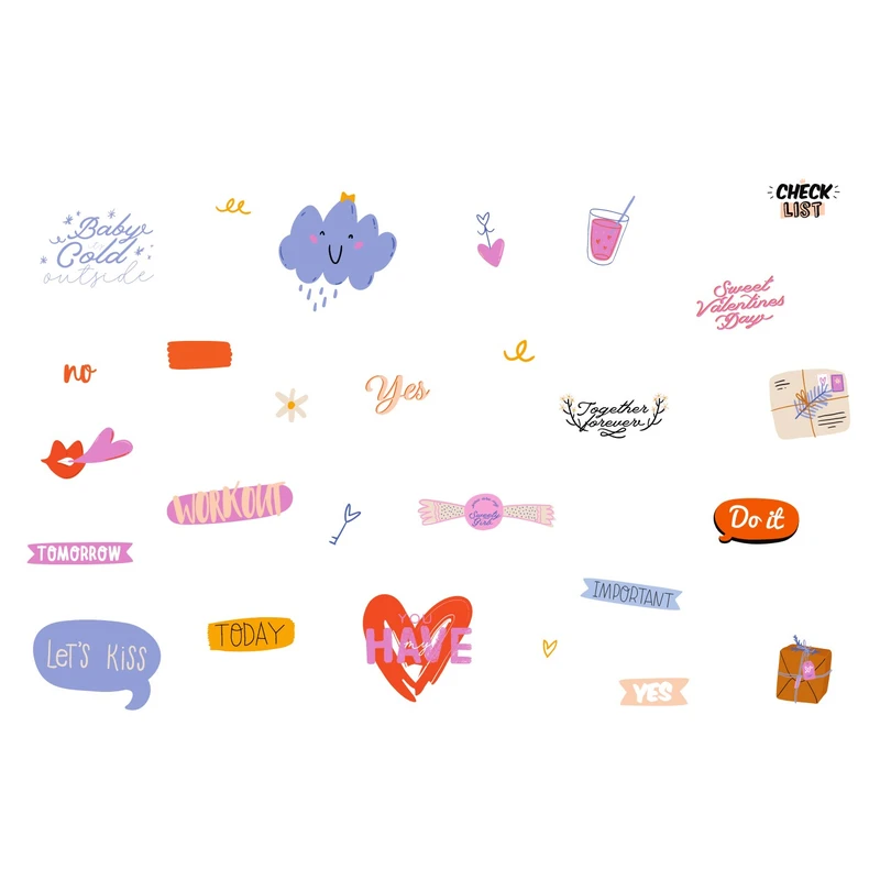 استیکر لپ تاپ مدل lovely مجموعه 26 عددی