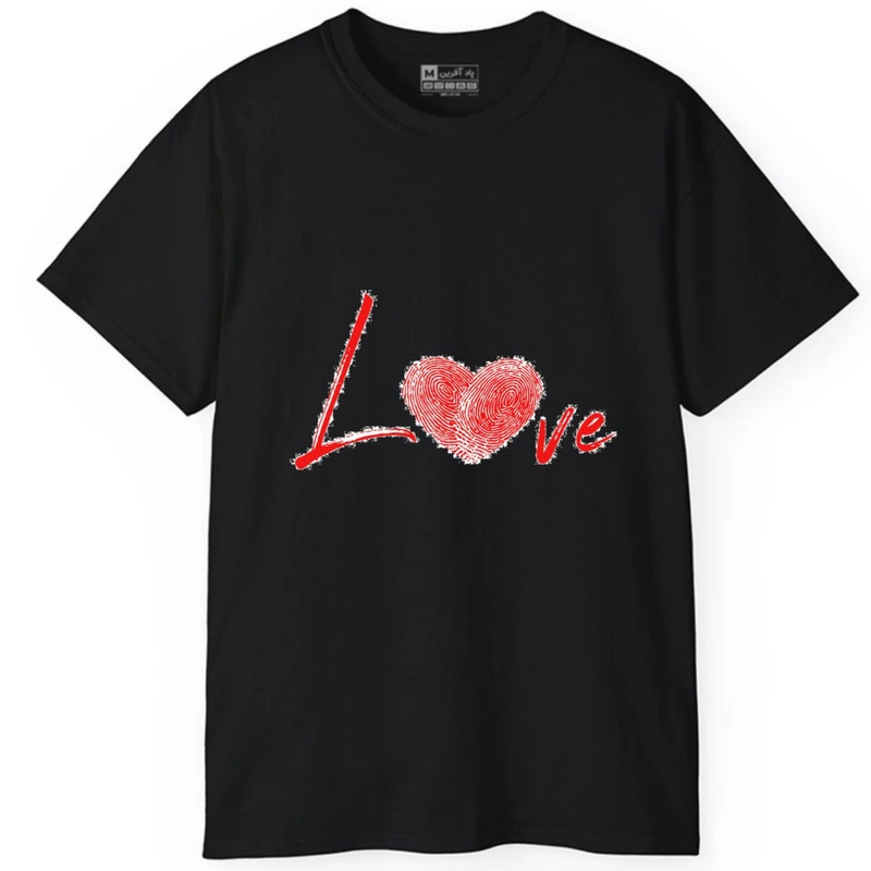 تی‌شرت آستین کوتاه مردانه پاد آفرین مدل کلمه انگلیسی عشق قلب کد 1812