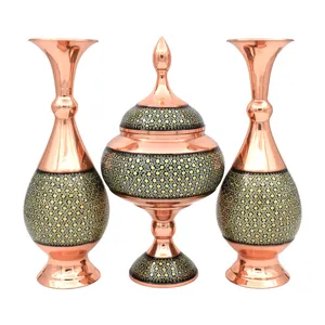 ست 3 تکه گلدان و شکلات خوری خاتم کاری کد 25-2