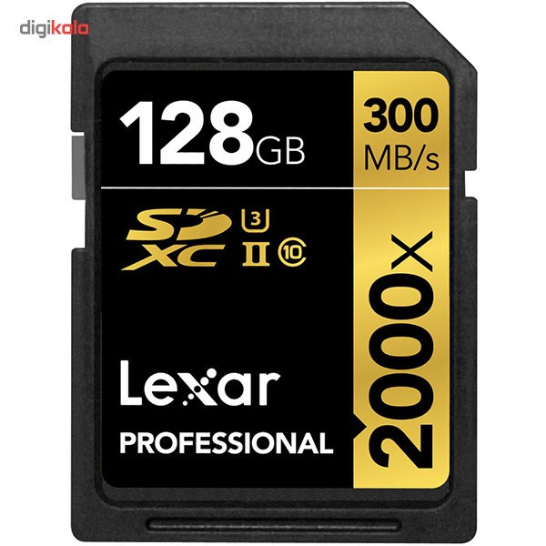 کارت حافظه SDXC لکسار مدل Professional کلاس 10 استاندارد UHS-II U3 سرعت 2000X به همراه ریدر UHS-II ظرفیت 128 گیگابایت