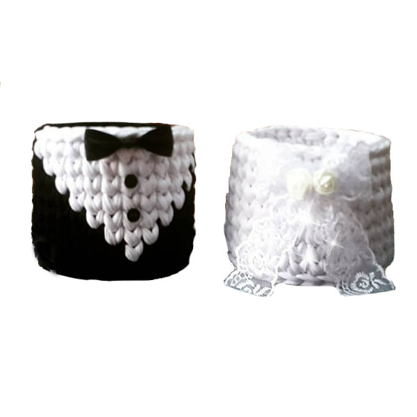  سبد قلاب بافی تریکو مدل عروسی کد 14S مجموعه 2 عددی