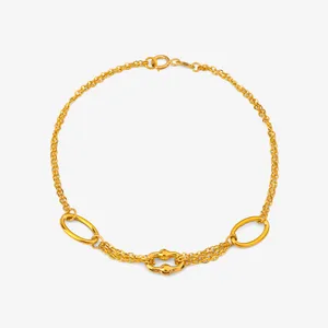 دستبند زنجیری طلا کم اجرت 18 عیار زنانه نگین مدل 105