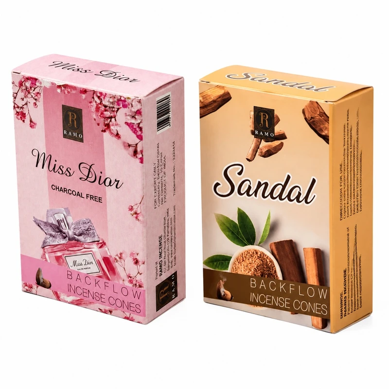 عود رامو مدل آبشاری رایحه میس دیور و چوب صندل ۲ بسته ۱۰ عددی