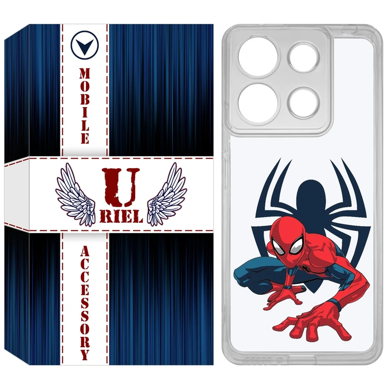 کاور یوریل مدل Clear کد 75 طرح اسپایدرمن مناسب برای گوشی موبایل شیائومی Redmi Note 13 4G