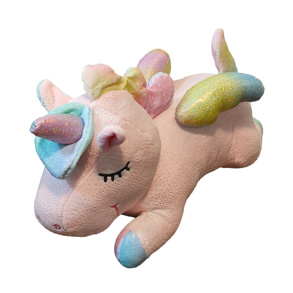 عروسک مدل یونیکورن اسب تک شاخ خوابیده کد DB20 طول 38 سانتیمتر