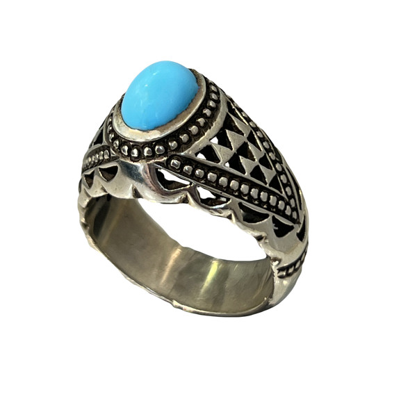 انگشتر نقره مردانه مدل اسپرت نگین فیروزه نیشابوری 168