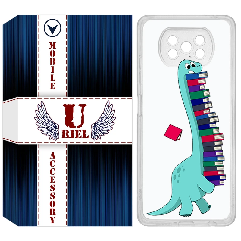 کاور یوریل مدل Clear کد 17 طرح دایناسور کتابخوان مناسب برای گوشی موبایل شیائومی Poco X3 / X3 Pro / X3 NFC