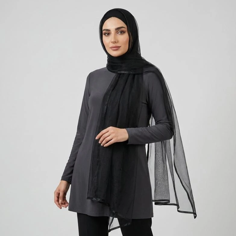 شال زنانه مدل توری لبه دار کد 203