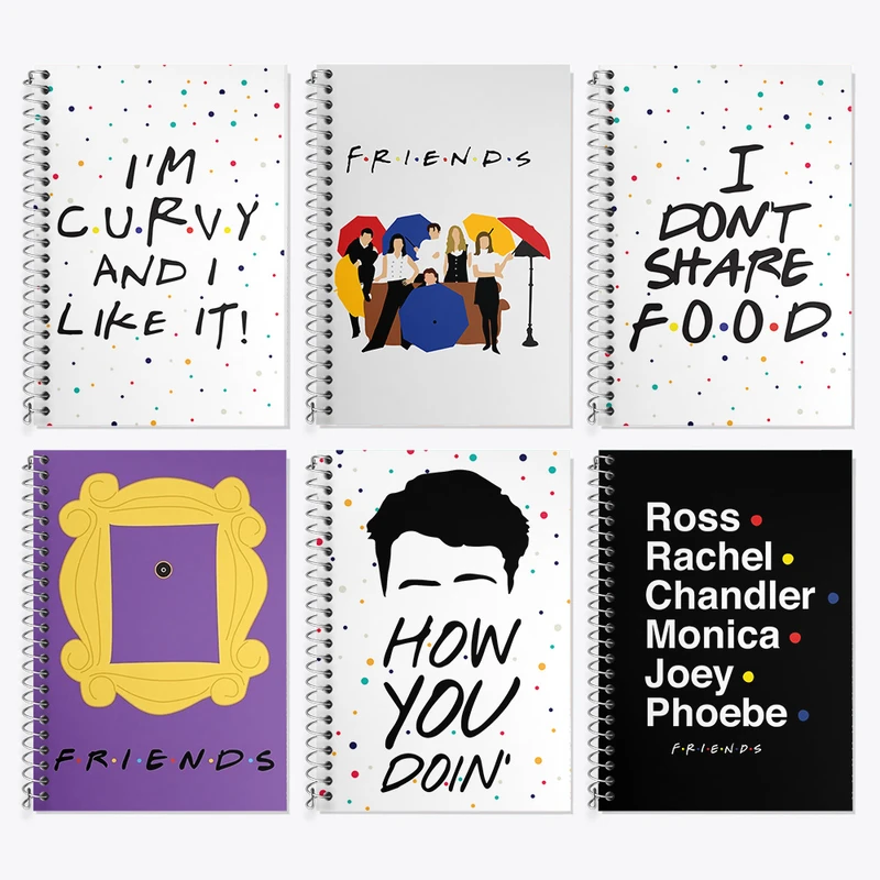 دفتر زبان 50 برگ خندالو مدل دو خط طرح فرندز (Friends) کد 549 مجموعه 6 عددی