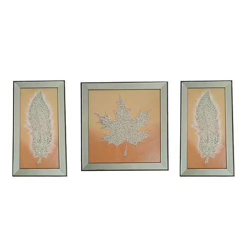 تابلو آینه کاری مدل برگ کد001 مجموعه 3 عددی