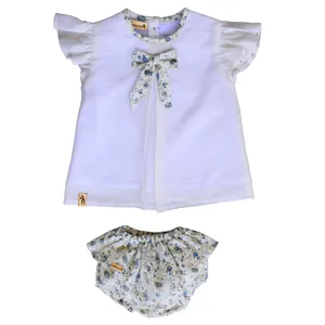 ست پیراهن و شورت نوزادی دخترانه مانوچو مدل MG006