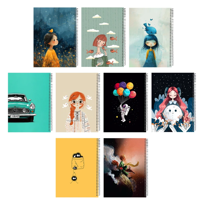 دفتر 100 برگ پدیده نقش مدل جلد سخت بسته 9 عددی 