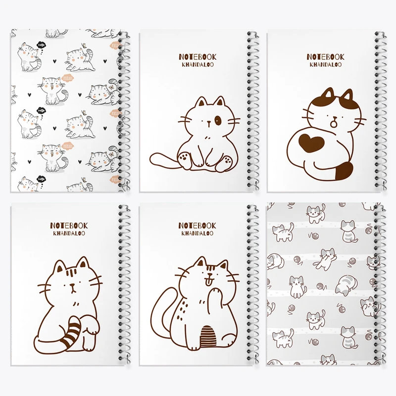 دفتر مشق 50 برگ خندالو طرح گربه کیوت کد 108 مجموعه 6 عددی