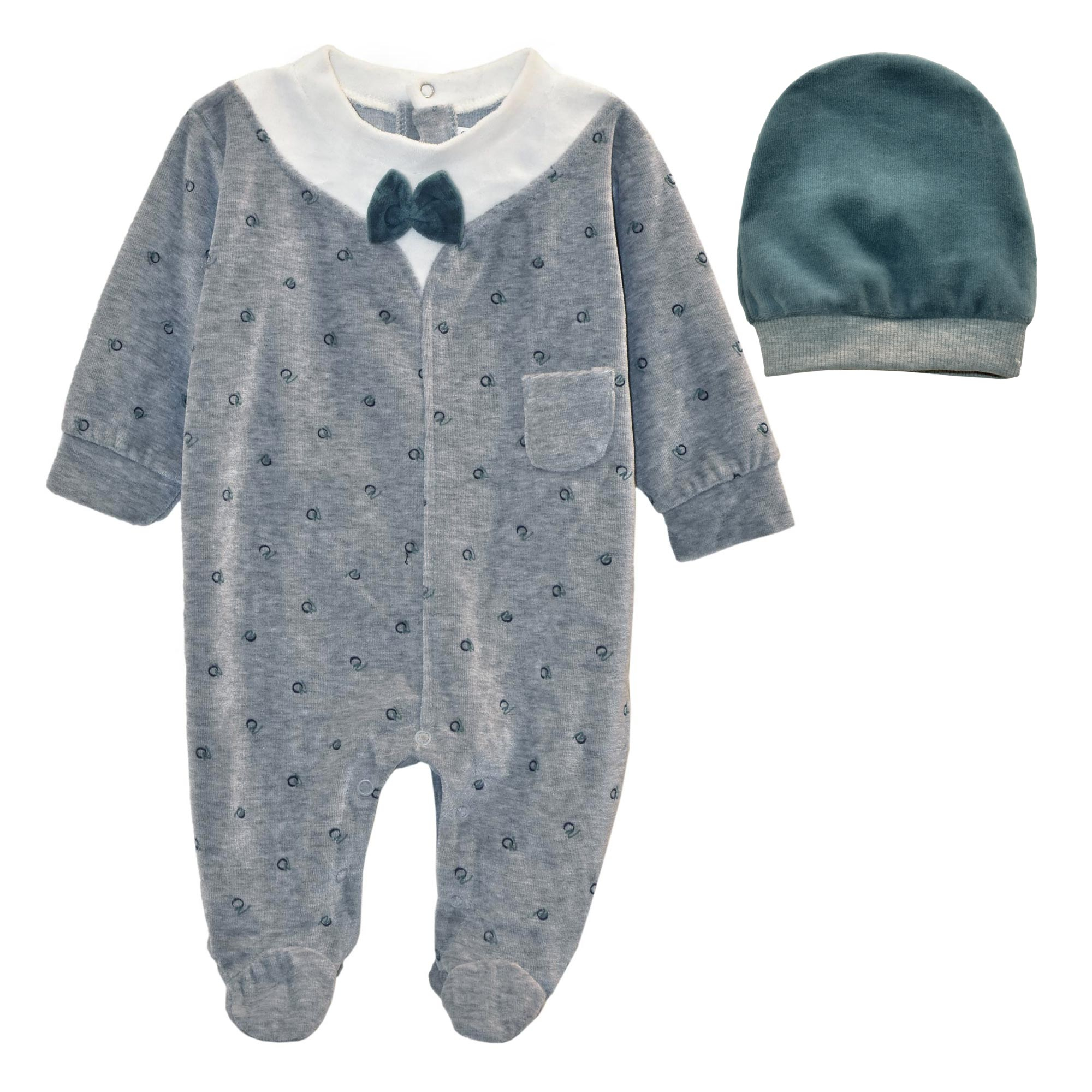 ست سرهمی و کلاه نوزادی دفکتو مدل N3658-1A2