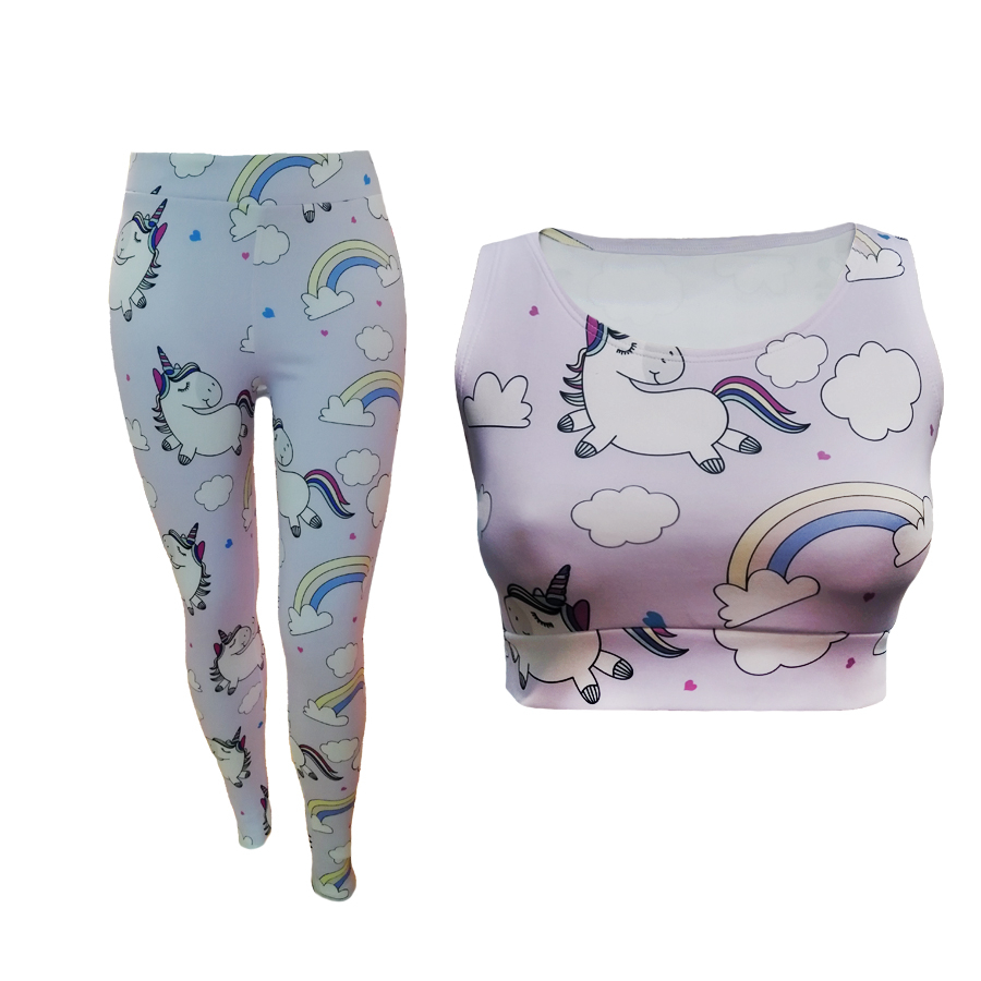 ست نیم تنه و لگینگ ورزشی زنانه مدل unicorn