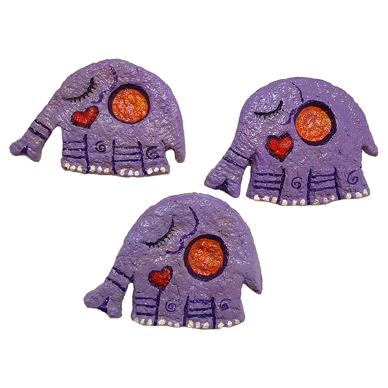 دیوارکوب تزئینی مدل سه بعدی طرح خانواده فیل ها مجموعه 3 عددی