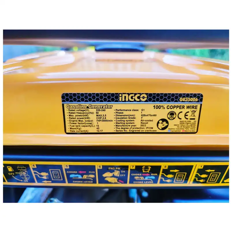 موتور برق بنزینی اینکو مدل GE-35006-3500W ظرفیت 3.5 کیلووات