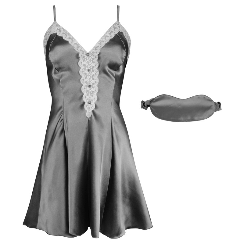 لباس خواب زنانه ماییلدا مدل ساتن کد 3685-2034 به همراه چشم بند