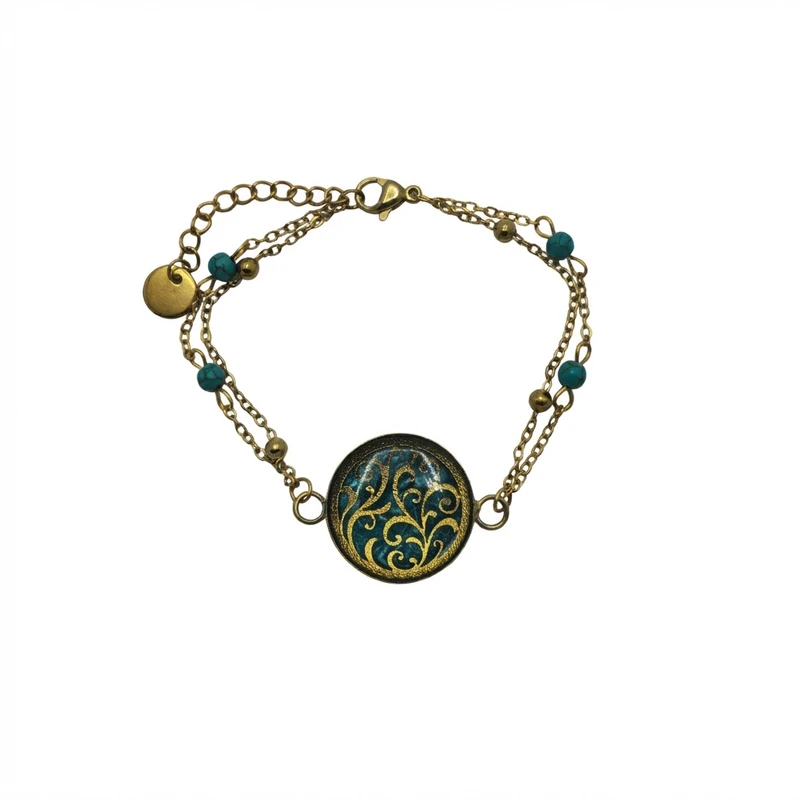 دستبند زنجیری زنانه مدل روکش طلا مارک گلد طرح پیچک کد TZ17