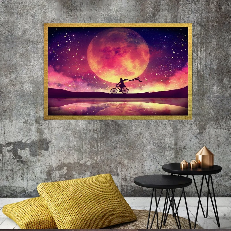 تابلو بکلیت طرح ماه و آسمان مدل قاب شاسی T-S7893