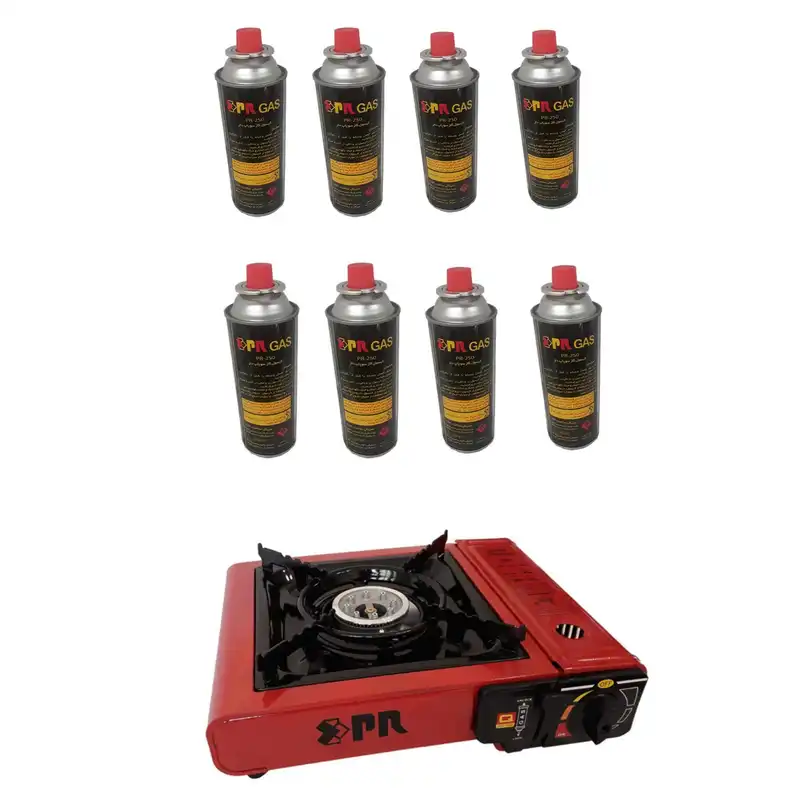 اجاق سفری پارس رگولاتور مدل 6499 به همراه کپسول گاز سفری بسته 8 عددی