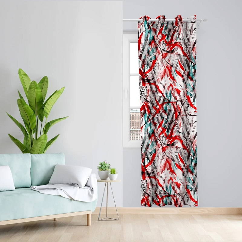 پرده طرح پیچ و تاب مدل مخمل پانچی کد L 1040L Z سایز 140x200 سانتی متر