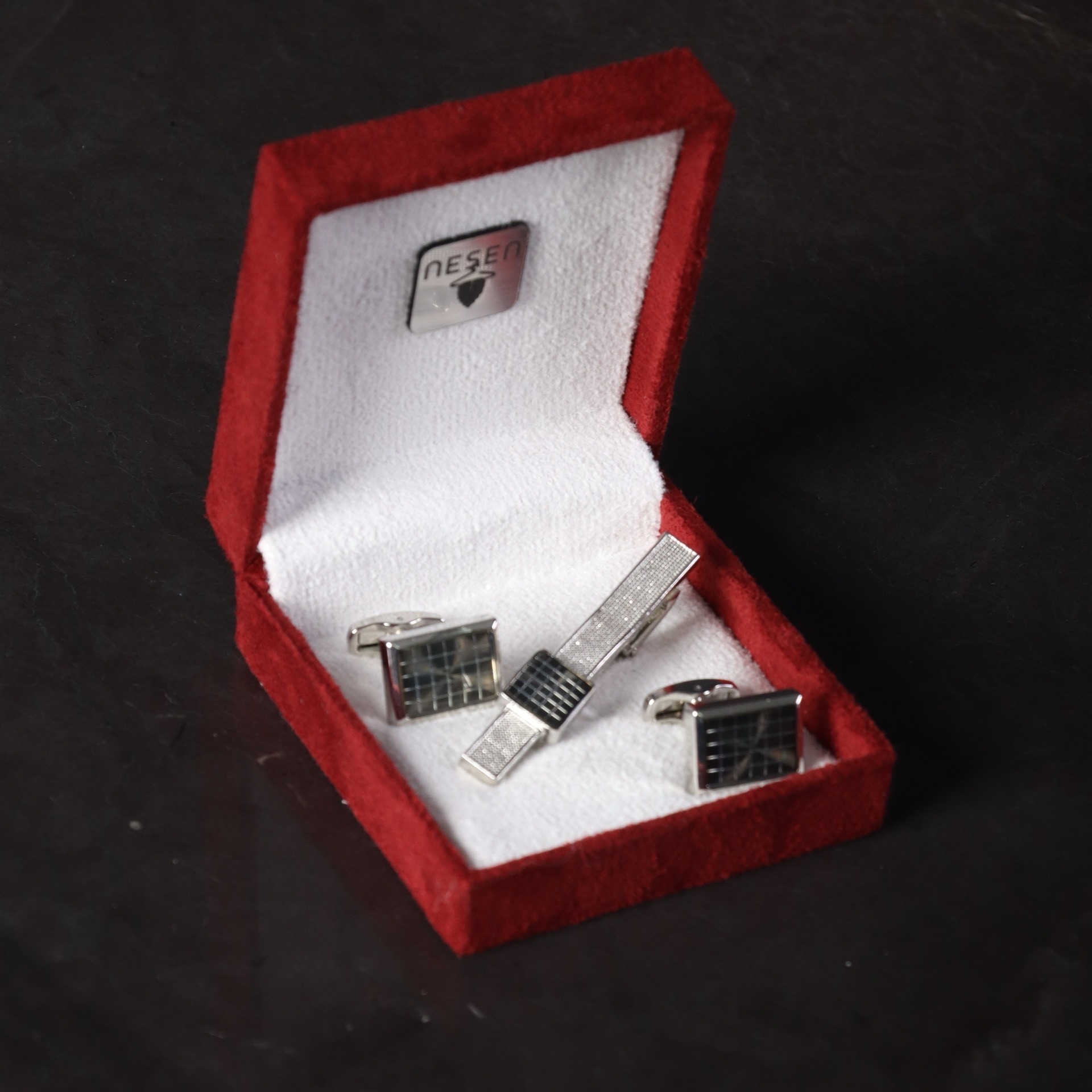 ست دکمه سردست و گیره کراوات مردانه نسن مدل S22