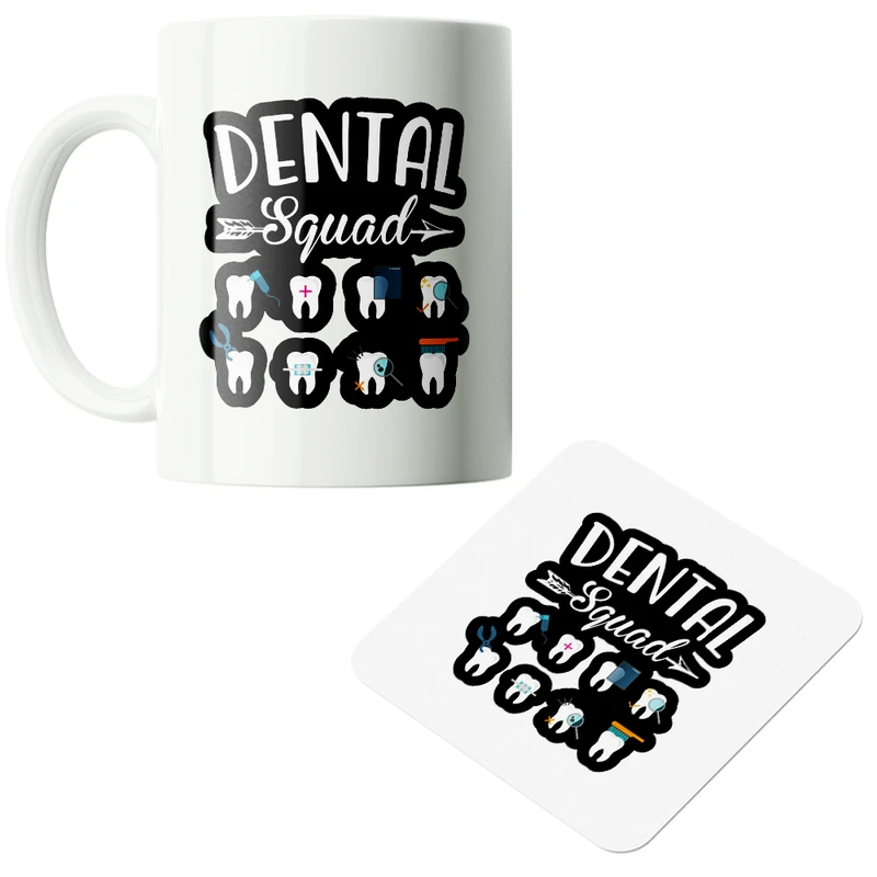 ماگ پاد آفرین مدل دندانپزشک دانشجو دندانپزشکی کد PZ022 به همراه زیرلیوانی