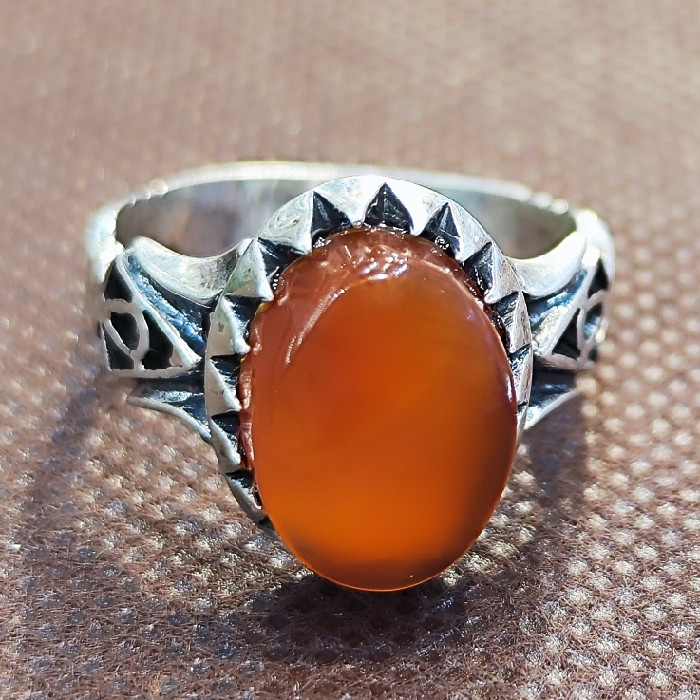 انگشتر نقره مردانه نقره جات بافندگان مدل سنگ عقیق یمانی کد 330