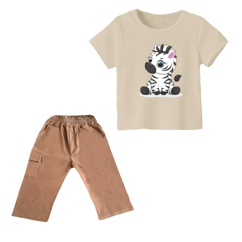 ست تی شرت و شلوارک پسرانه مدل گورخر کد 4