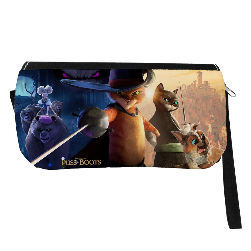  جامدادی مدل دوزیپ طرح انیمیشن گربه چکمه پوش 2 کد NI1202