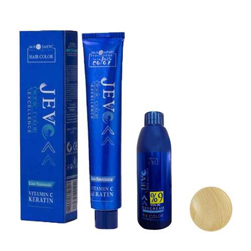 رنگ مو جوو مدل قوی Excellence شماره 10.00 حجم 100 میلی لیتر رنگ بلوند پلاتینی به همراه اکسیدان جوو کد 01 نه درصدی حجم 150 میلی لیتر