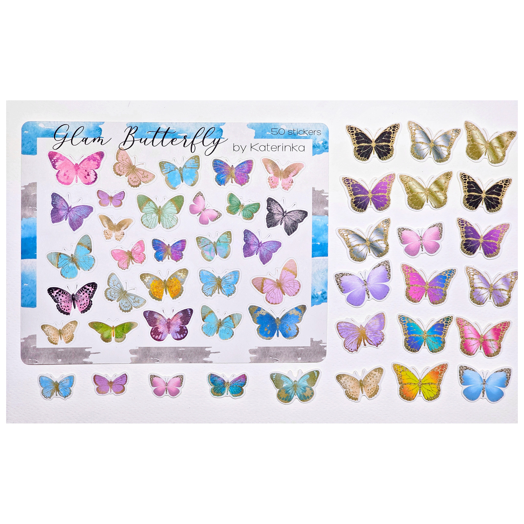 برچسب کاترینکا طرح برش خورده بولت ژورنال و اسکرپ بوک مدل Glam Butterfly بسته 50 عدد برچسب کاترینکا طرح برش خورده بولت ژورنال و اسکرپ بوک مدل Glam Butterfly بسته 50 عدد
