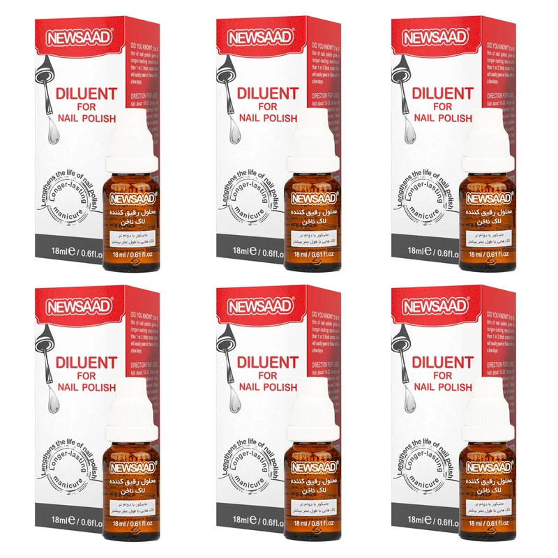 محلول رقیق کننده لاک ناخن نیوساد مدل DILUENT6 حجم 18 میلی لیتر مجموعه 6 عددی محلول رقیق کننده لاک ناخن نیوساد مدل DILUENT6 حجم 18 میلی لیتر مجموعه 6 عددی