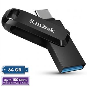 فلش مموری سن دیسک 64 گیگابایت مدل Ultra Dual Drive Go با دو رابط USB Type-C و USB Type-A، استاندارد USB 3.2 Gen1، طراحی چرخشی، سازگار با اندروید، iOS، ویندوز و مک، مناسب گوشی، تبلت، کامپیوتر و تلویزیون