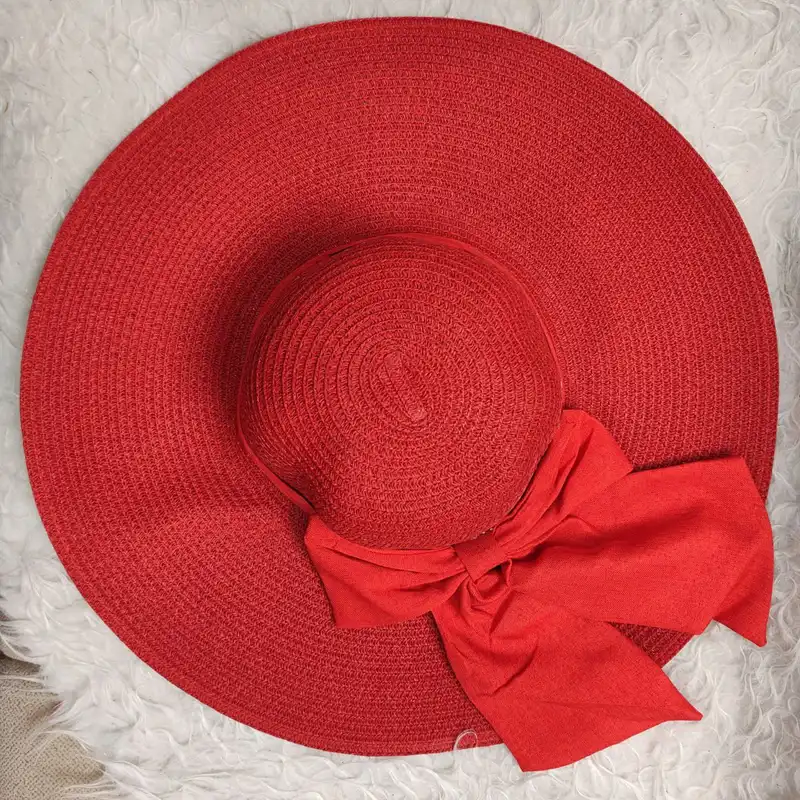 کلاه آفتابگیر زنانه مدل پاپیونی رنگ قرمز