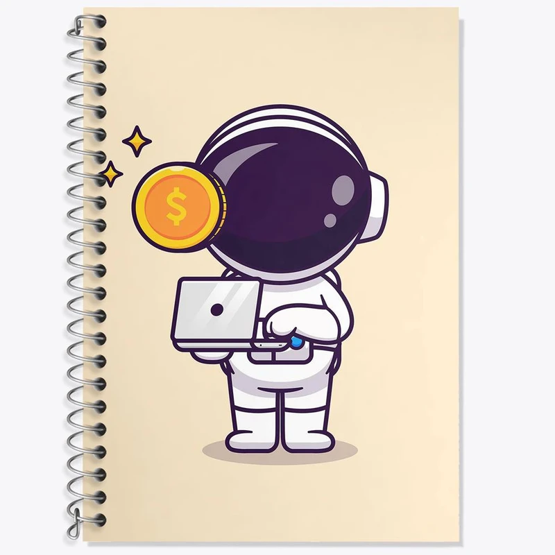 دفتر زبان 50 برگ خندالو مدل سه خط طرح فضانورد کد 25074