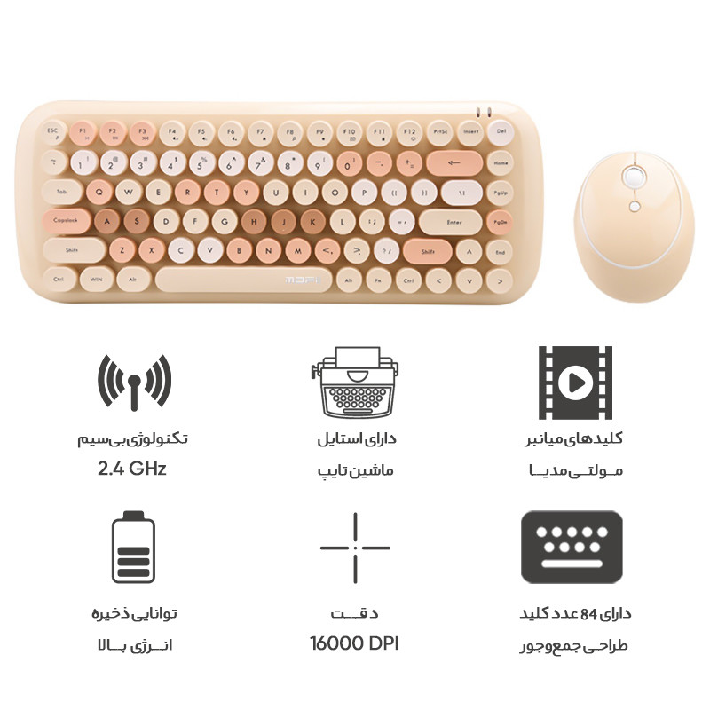 کیبورد و ماوس بی سیم مافی مدل CANDY