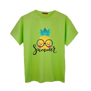 تی شرت آستین کوتاه زنانه مدل آناناس رنگ فسفری