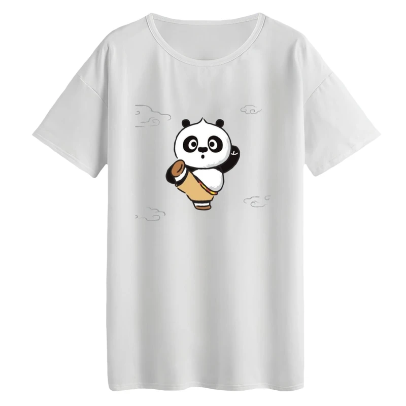 تی‌شرت لانگ آستین کوتاه زنانه مدل پاندای کونگ فو کار کد1