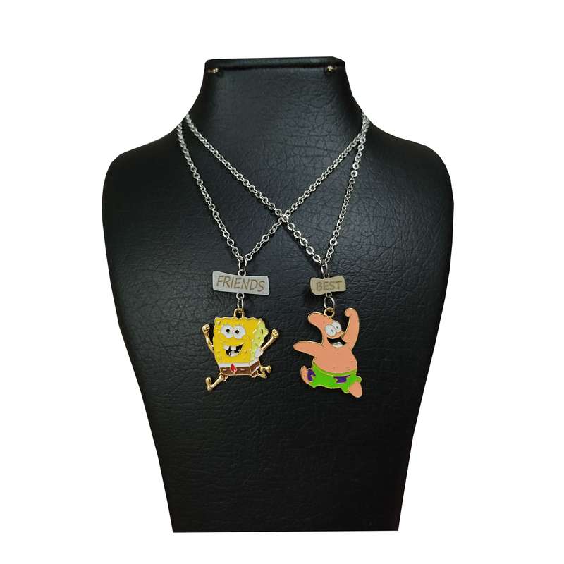 گردنبند دخترانه مدل باب اسفنجی و پاتریک بست فرند بسته 2 عددی