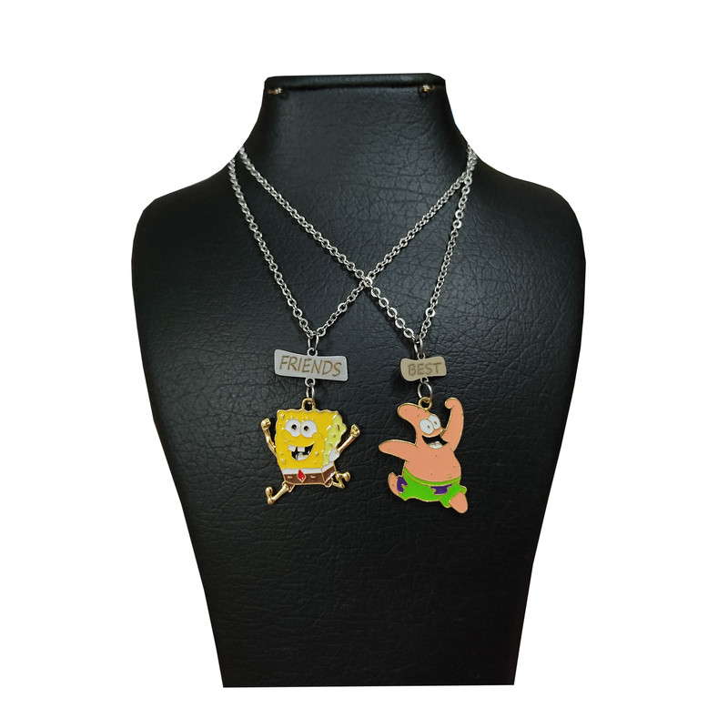 گردنبند دخترانه مدل باب اسفنجی و پاتریک بست فرند بسته 2 عددی