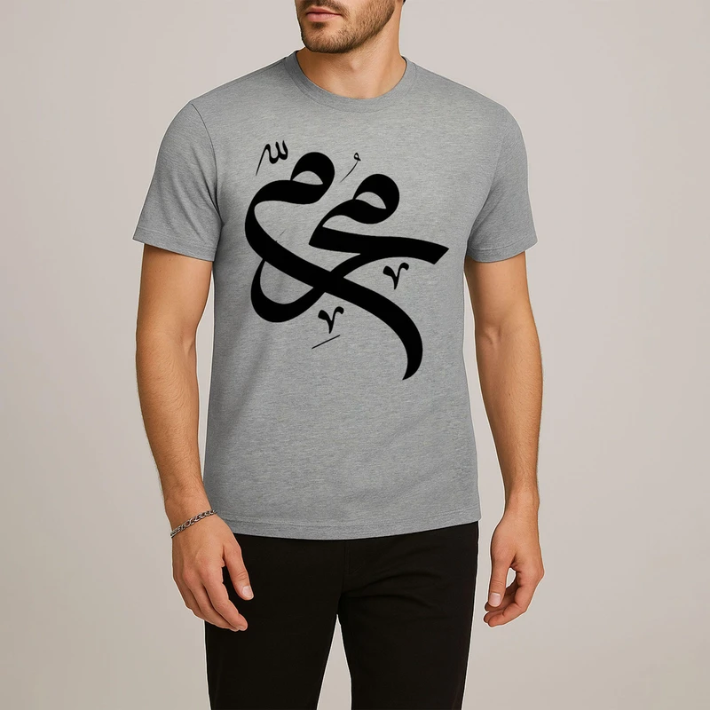 تی‌شرت آستین کوتاه مردانه مدل محرم ;n V384 رنگ طوسی