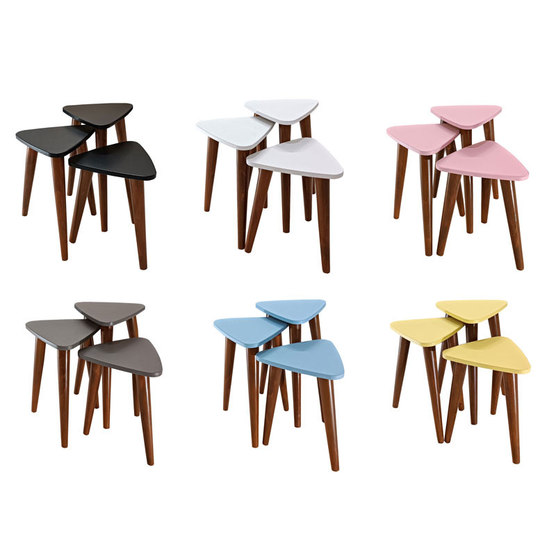 میز عسلی مثلث مدل مینیمال 324 کد 14 مجموعه سه عددی