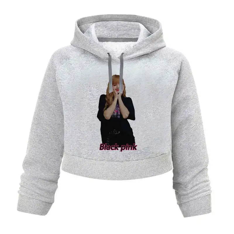 کراپ هودی زنانه مدل بلک پینک کد K170 T