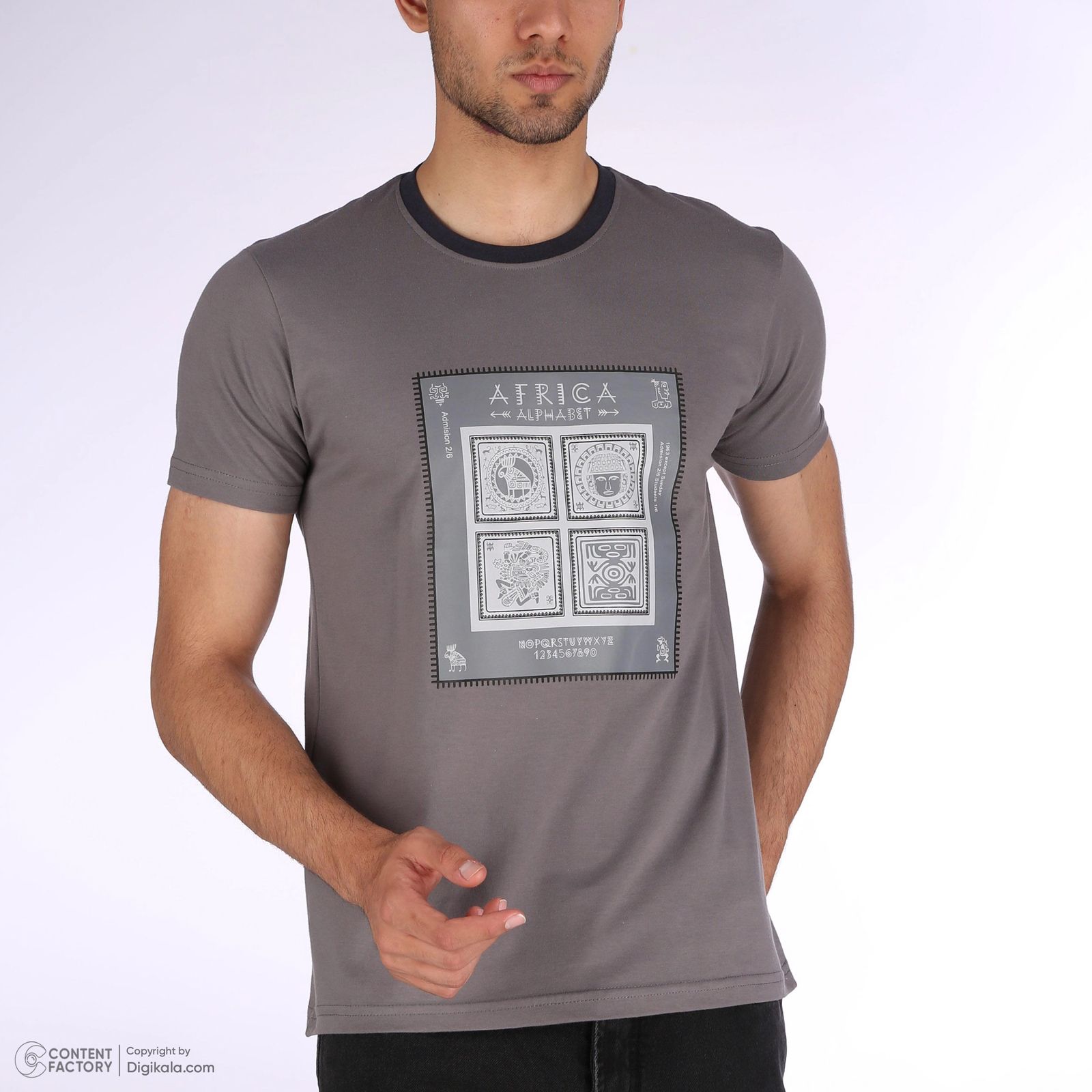 تیشرت آستین کوتاه مردانه مدل M117 رنگ طوسی -  - 7