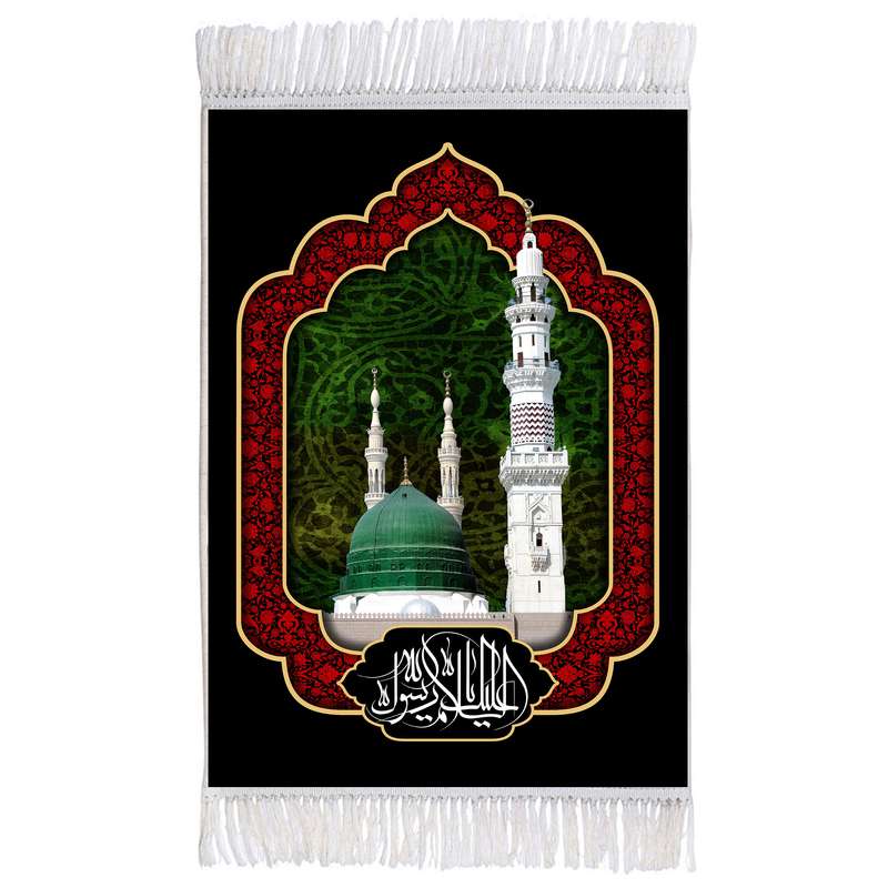 فرش ماشینی دیوارکوب اطلس آبی مدل مدینه کد T3982 