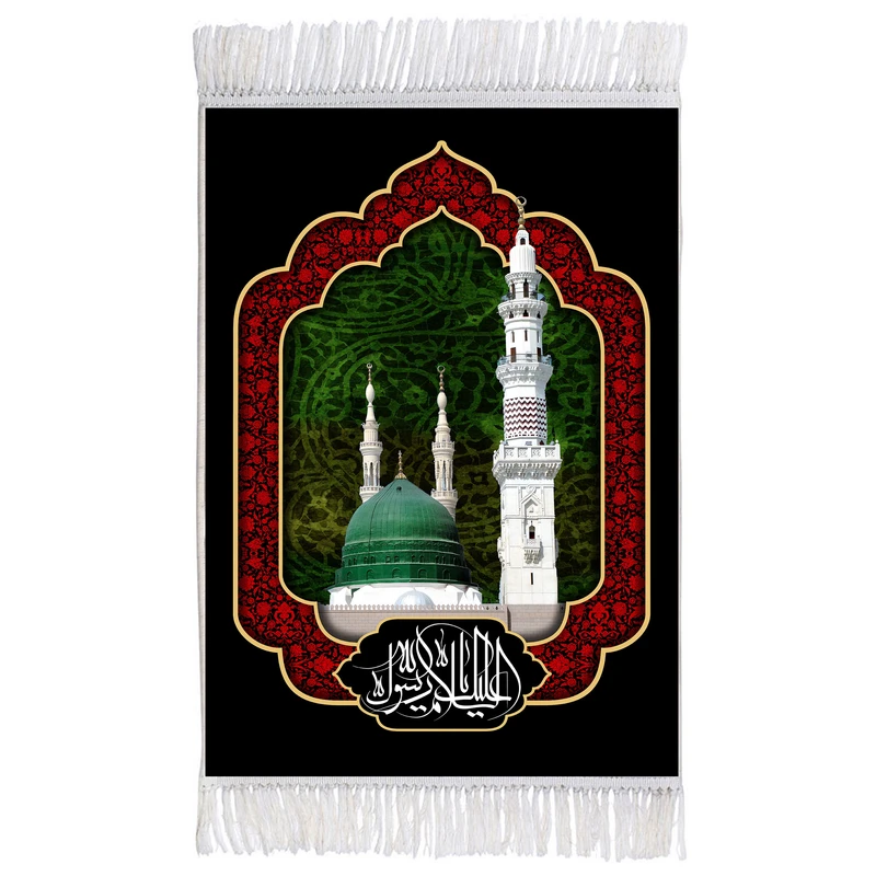 فرش ماشینی دیوارکوب اطلس آبی مدل مدینه کد T3982
