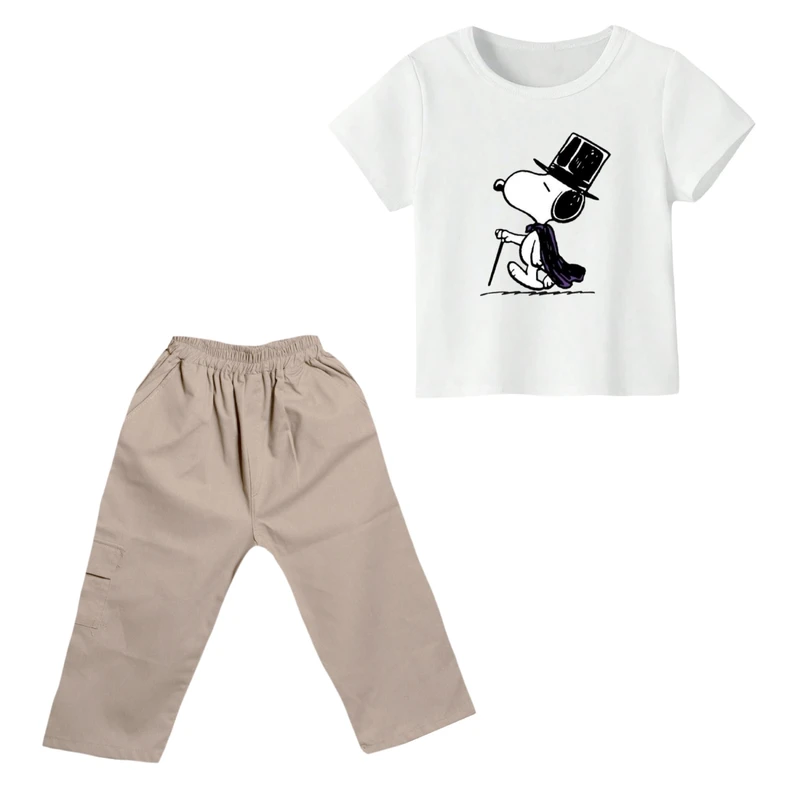 ست تی شرت و شلوارک پسرانه مدل اسنوپی کد ۶۵